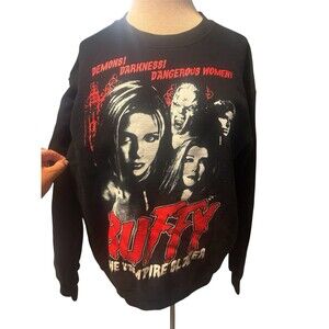 Vintage Buffy The Vampire Unisex Black Pull Over Sweatshirt Size Medium